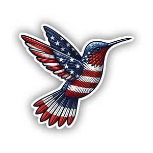 Patriotic Hummingbird USA Flag Precision Cut Decal
