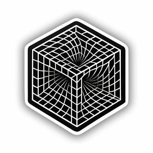 3D Cube Wireframe Optical Illusion Precision Cut Decal