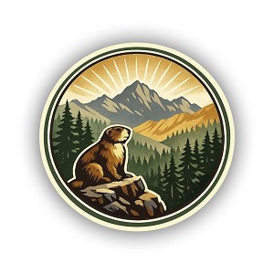 Retro Wildlife Badge Marmot Rock Precision Cut Decal