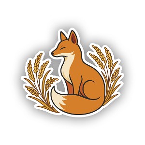 Shinto Fox Deity Inari with Rice Sheaf Presicion Cut Decal