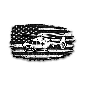 Rescue Helicopter USA Distressed Flag   Presicion Cut Decal