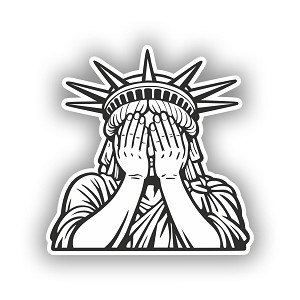 Minimalist Statue of Liberty Line Art Hands Over Face Presicion Cut Decal