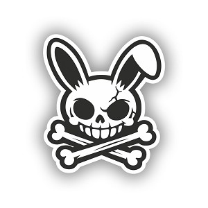 Cute Psycho Bunny Skull with Crossbones Presicion Cut Decal