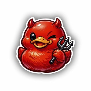 Cartoon Devil Duck  Precision Cut Decal