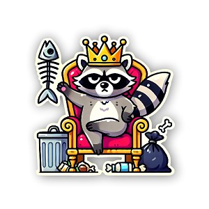 Trash Panda Raccoon King on Garbage Throne  Precision Cut Decal
