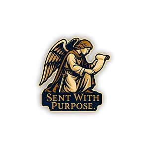 Gabriel Kneeling with Scroll  Precision Cut Decal