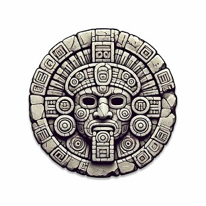 Aztec Warrior Mask Stone Sculpture  Precision Cut Decal