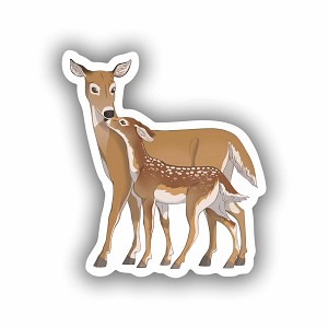 White Tail Deer with Fawn  Precision Cut Decal