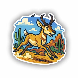 Cartoon Pronghorn Sprint High Desert  Precision Cut Decal