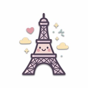 Cartoon Eiffel Tower Precision Cut Decal