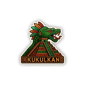 Kukulkan Serpent God Sticker with Mayan Pyramid  Precision Cut Decal