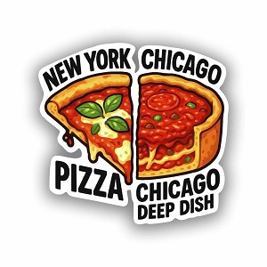 NYC New York Pizza vs Chicago Deep Dish  Precision Cut Decal