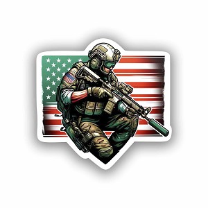 Modern Military Soldier in Action Precision Cut Decal
