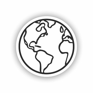 Planet Earth Line Art  Precision Cut Decal