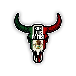 Mexico Bull Skull Sticker with San Luis Potosi SLP  Precision Cut Decal 
