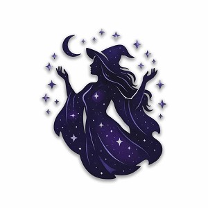 Mystical Celestial Witch Silhouette  Precision Cut Decal