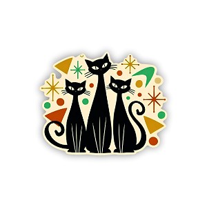 Mid Century Modern Cats  Precision Cut Decal