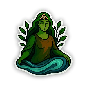 Celtic Goddess Danu with Flowing River Art  Precision Cut Decal