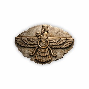 Ancient Persian Carved Faravahar Emblem  Precision Cut Decal