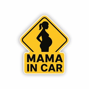 Mama in CAR Pregnant Woman  Precision Cut Decal