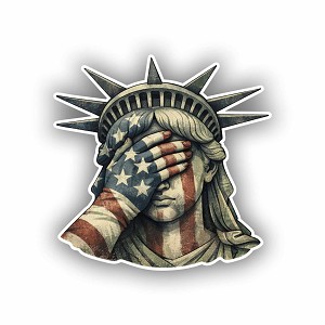Statue of Liberty Covering Eyes Political Art  Precision Cut Decal