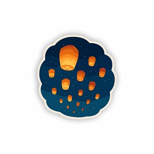 Floating Lanterns with Starry Sky  Precision Cut Decal