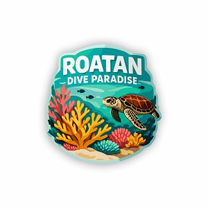 Roatan Dive Paradise Coral Reef and Sea Turtle  Precision Cut Decal