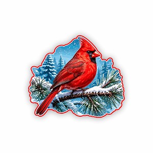 Artistic Cardinal Bird Watercolor Precision Cut Decal