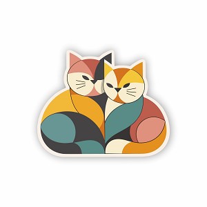 Premium Mid-Century Modern Cats  Precision Cut Decal