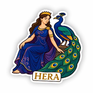 Greek Goddess Hera with Peacock  Precision Cut Decal