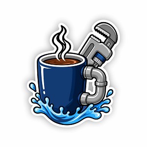 Plumber Coffee Pipe Wrench Mug  Precision Cut Decal