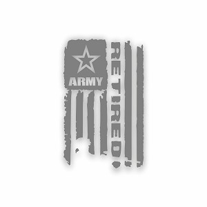 Distressed Army Retired Flag Gray  Precision Cut Decal 