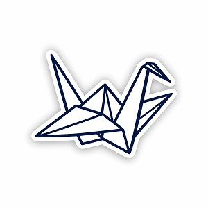 Origami Crane Minimal Line Art Precision Cut Decal