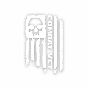Skull Combat Veteran Flag   Precision Cut Decal
