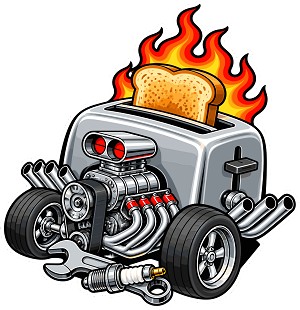 Hot Rod Toaster Flame Toast Precision Cut Decal