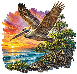 Coastal Pelican Adventure  Precision Cut Decal