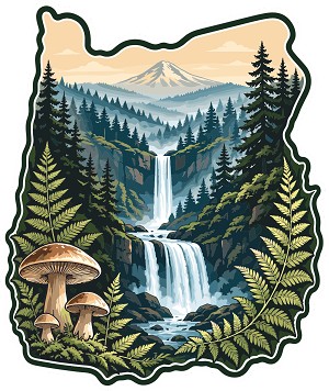 Oregon Waterfall Mushroom Precision Cut Decal