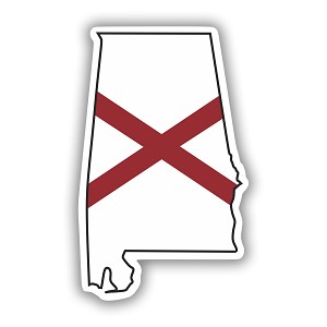 Alabama State Map Outline with Flag   Precision Cut Decal