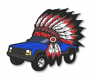 Jeep Cherokee Chief Hat BLUE Precision Cut Decal