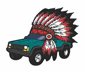 Jeep Cherokee Chief Hat TEAL Precision Cut Decal