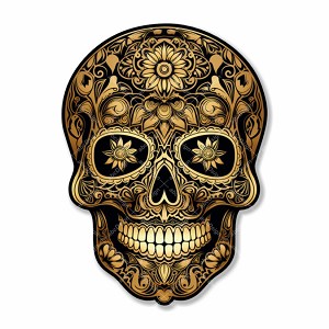 Golden Skull " Day of the Dead  " Dia de los Muertos ""Precision Cut Decal