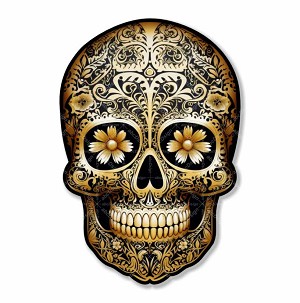 Golden Skull " Day of the Dead  " Dia de los Muertos ""Precision Cut Decal