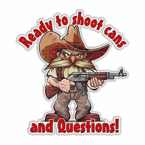 Hillbilly with AK47, Ready to shoot cans and Questions!  Precision Cut Decal