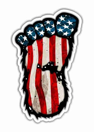 Bigfoot Print USA Flag  Sasquatch  Precision Cut Decal