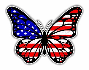 Butterfly USA Flag Precision Cut Decal