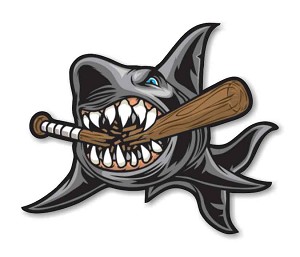 Shark Crushing Bat  Precision Cut Decal