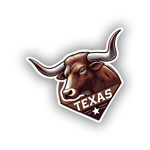 Texas Longhorn Bull.  Sticker (Peel N' Stick)