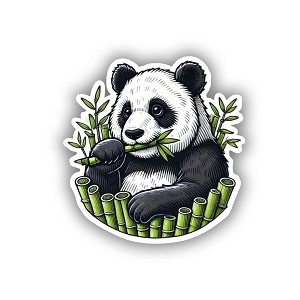 Adorable Panda Eating Bamboo  Sticker (Peel N'Stick)