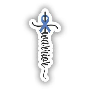 Warrior Cross Survivor Blue Ribbon Colon Cancer  Sticker (Peel N'Stick)