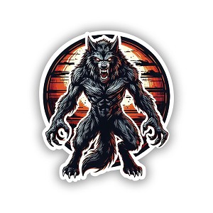 Silhouette dire Werewolf Sticker (Peel N'Stick) 